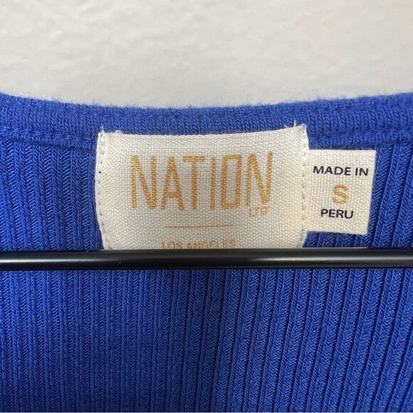 Nation LTD Oriana Ruffled Sash Dress Ribbed Midi Dress Royal Blue Suede NWT - Picture 8 of 14